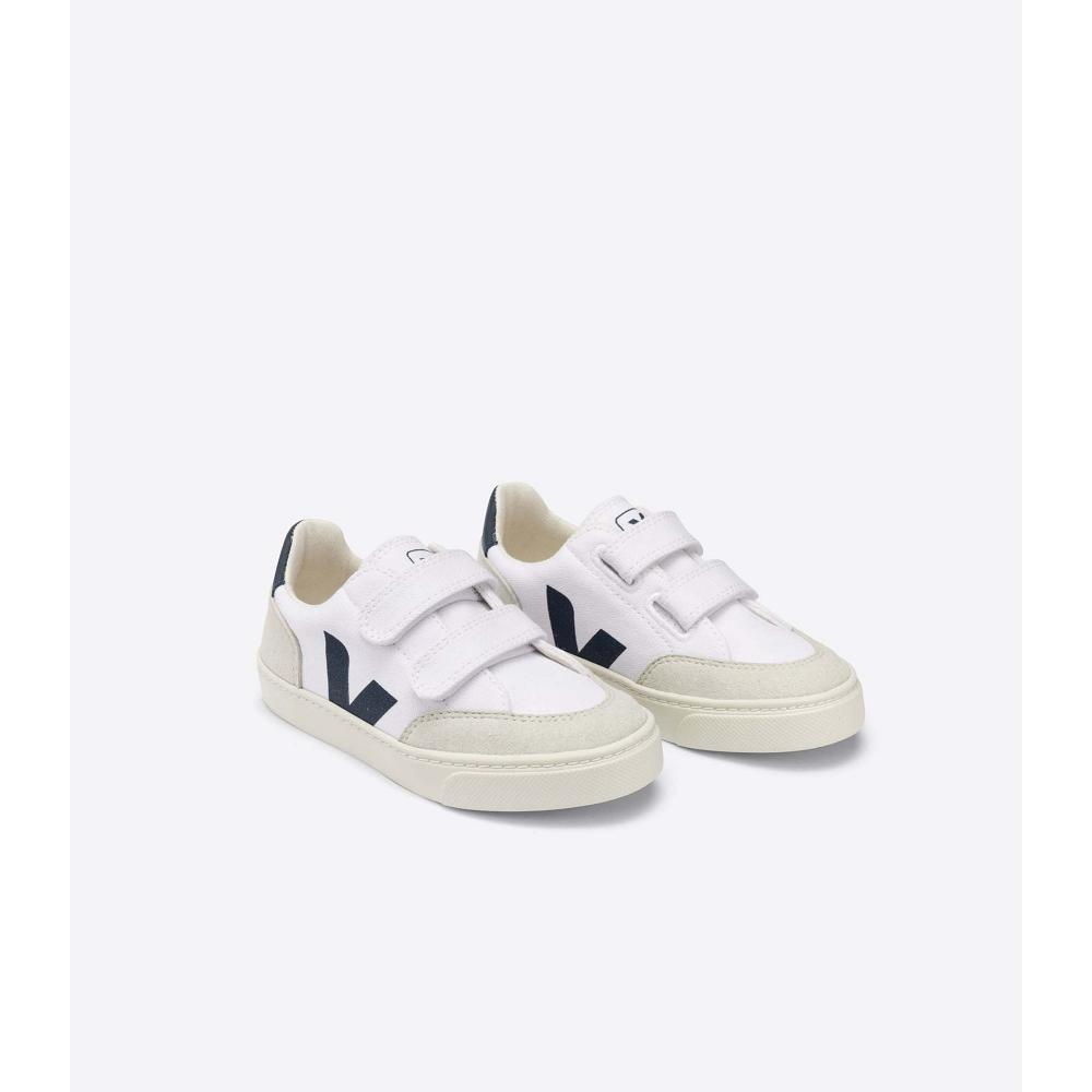 Veja V-12 CANVAS Joggesko Barn Hvite | NO 884DFM